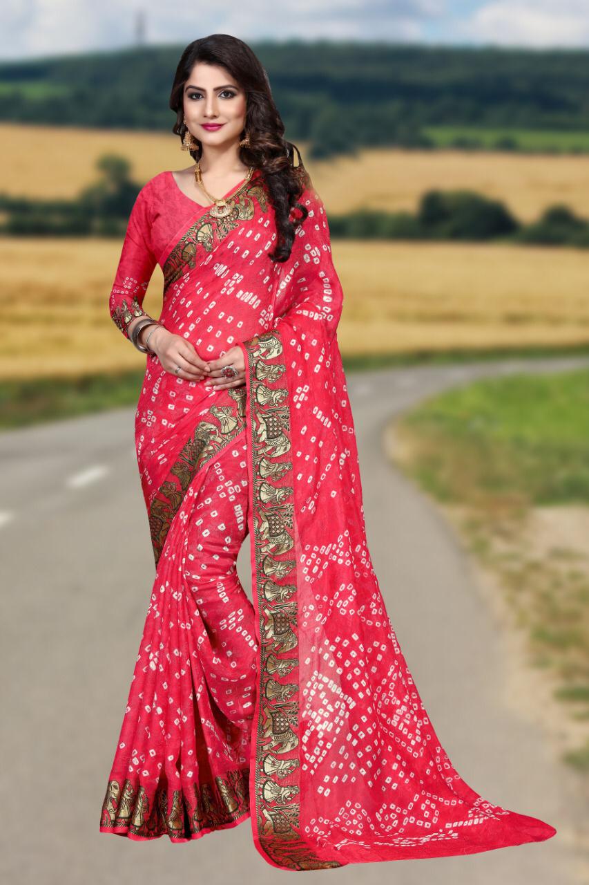Palak Bandhej Latest Fancy Designer  Handicraft Pure Bandhej Silk Saree Collection